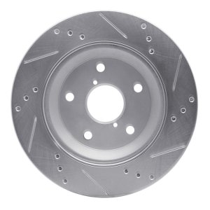 Subaru Impreza Brake Rotor (1) - Rear Left - R1 Concepts - Drilled & Slotted - Silver - `19-`25